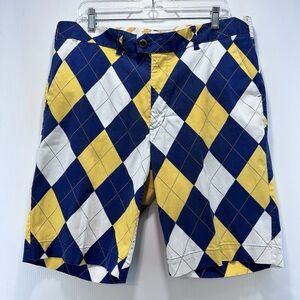 Loudmouth‎ Golf Shorts Mens Sz 38 Argyle Diamond Patterned Preppy Pockets